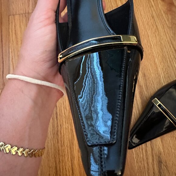 Saint Laurent Jacqueline Buckle Slingback - Size 39 - Black Patent Leather - Picture 10 of 11